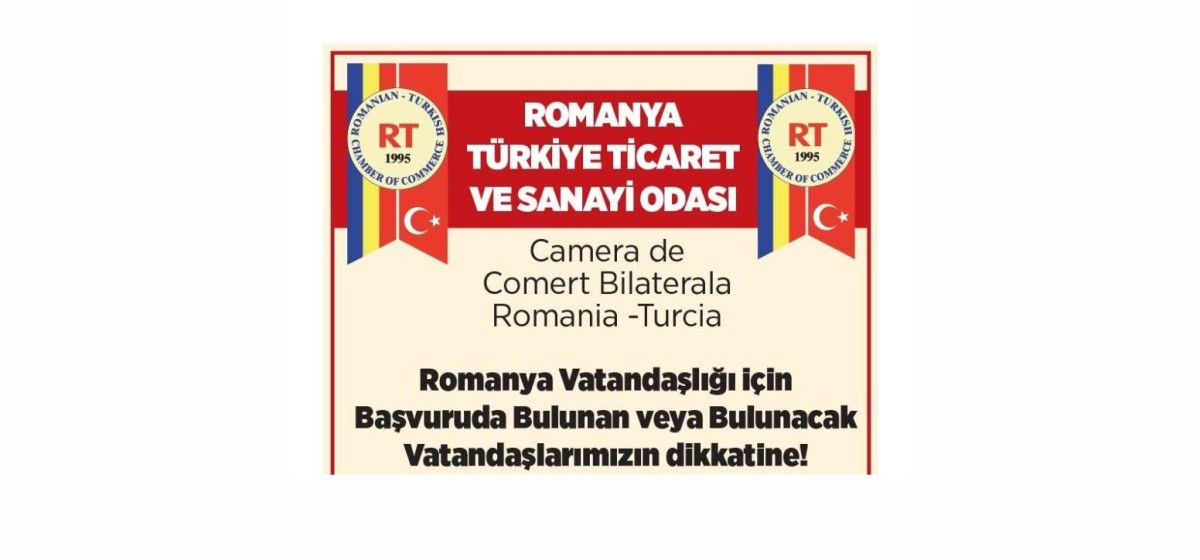 Romanya-Türkiye Ticaret ve Sanayi Odası Duyurusu