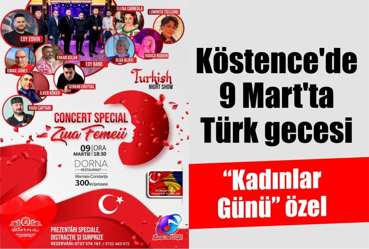 Köstence'de 9 Mart'ta Türk gecesi