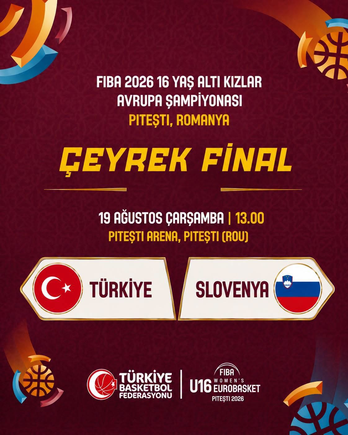 FIBA Kadınlar 16 Yaş Altı Avrupa Şampiyonası'nda Türkiye çeyrek finale yükseldi