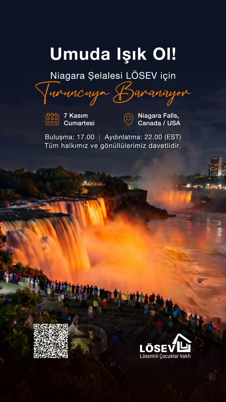 7 Kasım’da Niagara Şelalesi Lösemili Çocuklar İçin Turuncu Aydınlatılıyor!